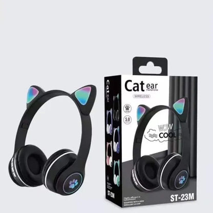 Cool 5.0 Cat  LED Lights Glowing Headphones Wireless ST-23M BLACK