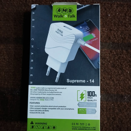 AMB microcharger supreme-14 with 1 extra port 2.4A output