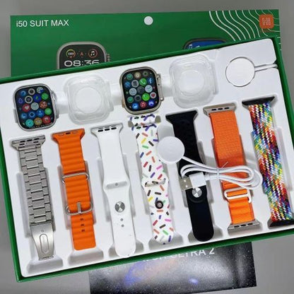 i50 Suit Max 11 in 1 set 2 smart watch Ultra 2 & watch 9 with 7 Different straps and 2  cases